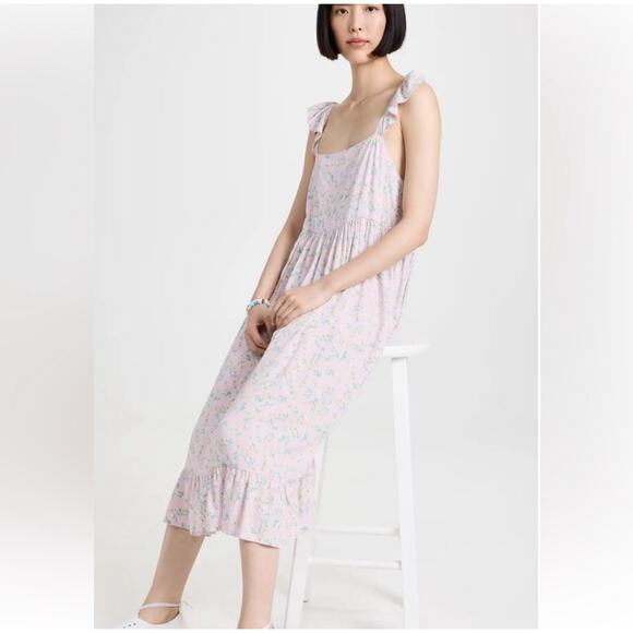 Sokie Collective The Summer Flutter Dress Small Lavender Floral Midi Ruffle New - Picture 6 of 12